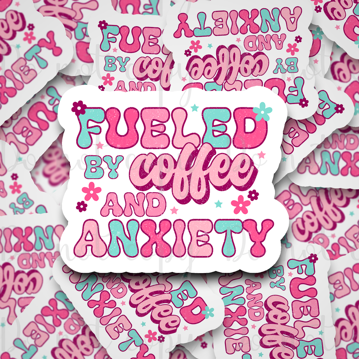 Fueled by coffee and anxiety - Vinyl Sticker