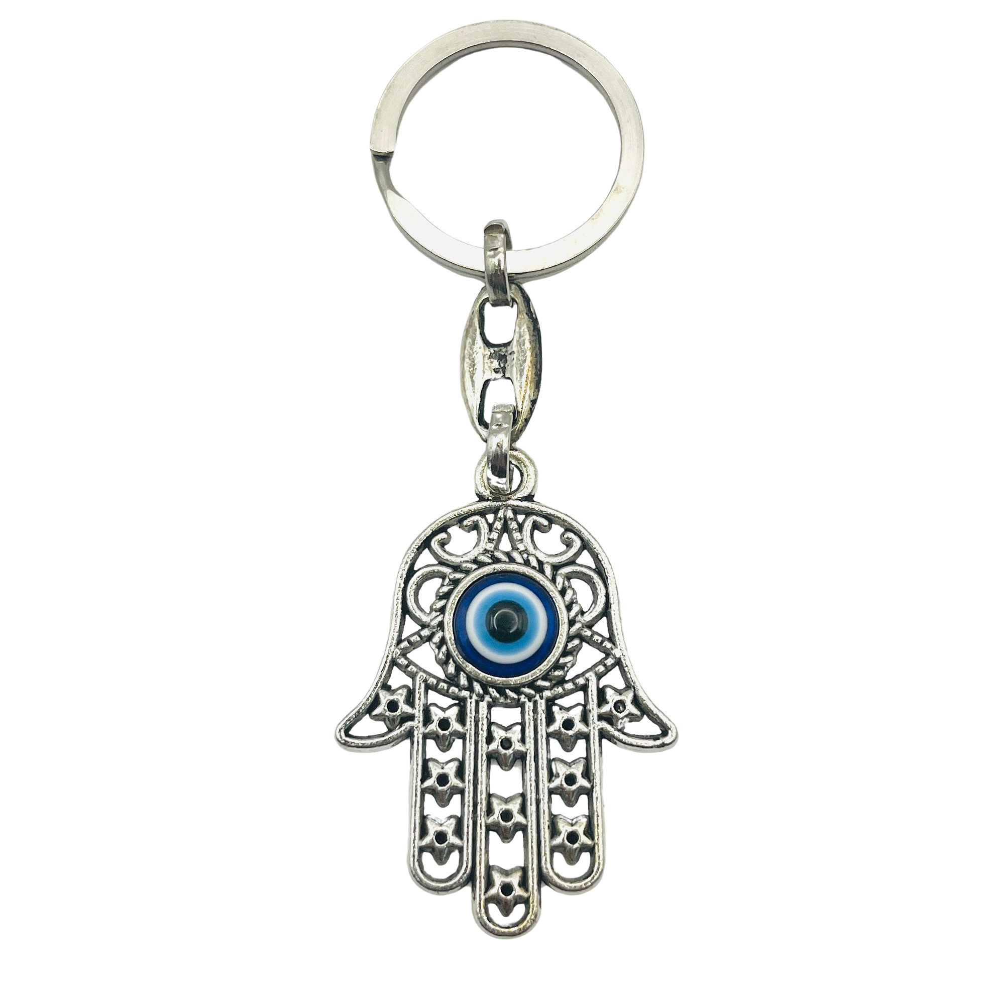 Hamsa Hand Evil Eye Metal Keychain