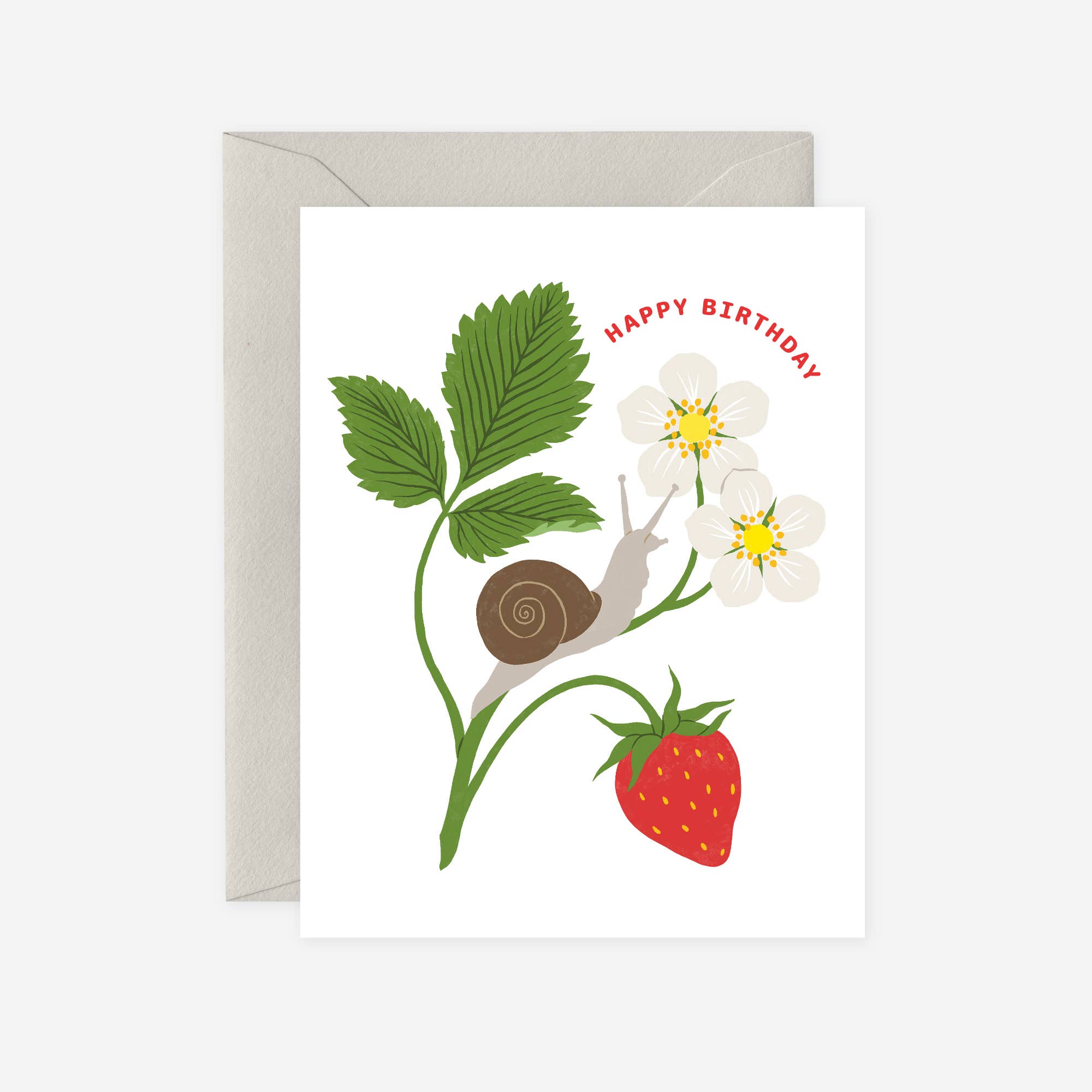 Strawberry Snail Happy Birthday Card