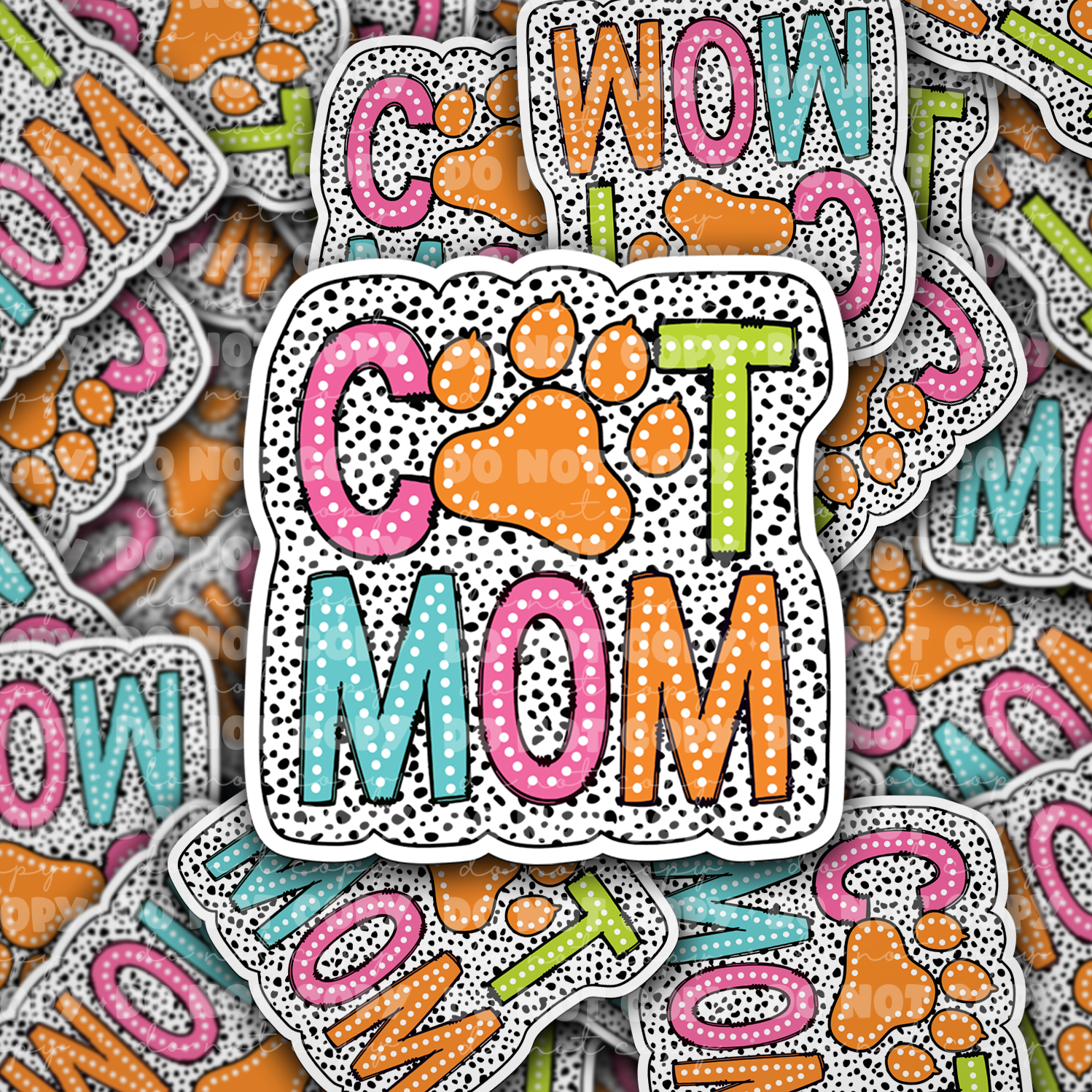 Cat Mom polka dot - Vinyl Sticker