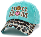 Dog Mom Leopard Washed Vintage Ballcap