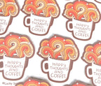 Happy Thoughts & Coffee, Retro Rainbow Vinyl Sticker
