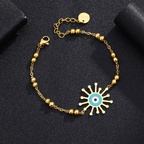 Stainless Steel Evil Eye Bracelet | Charm | Gold