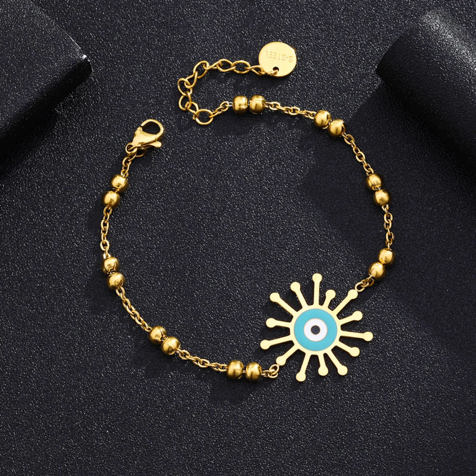 Stainless Steel Evil Eye Bracelet | Charm | Gold