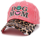 Dog Mom Leopard Washed Vintage Ballcap