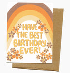 Retro, Rainbow & Flower, Hippie Birthday Card