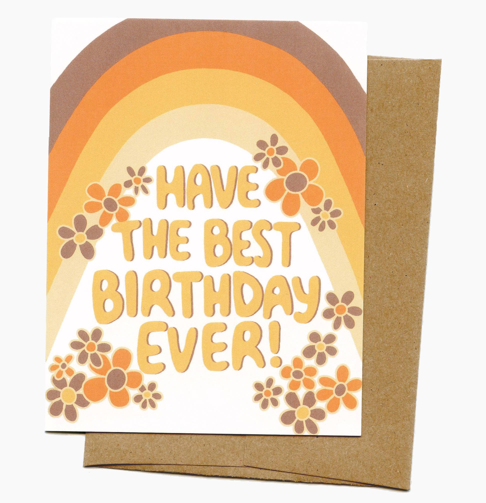 Retro, Rainbow & Flower, Hippie Birthday Card