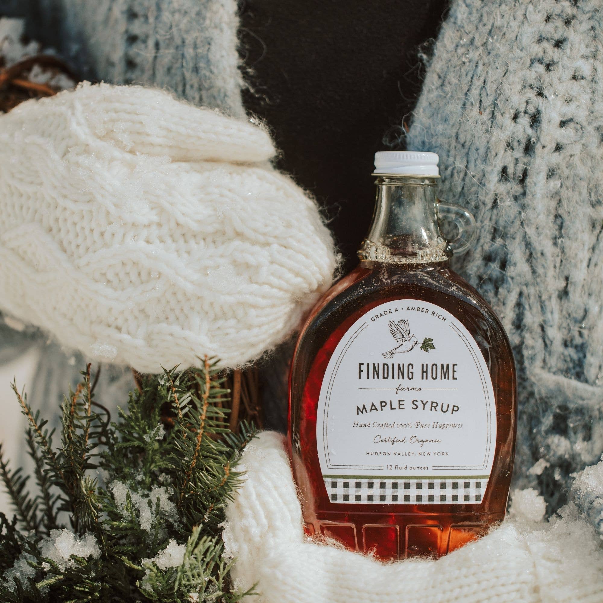 100% Pure Organic Maple Syrup - 12 oz Decorative Glass