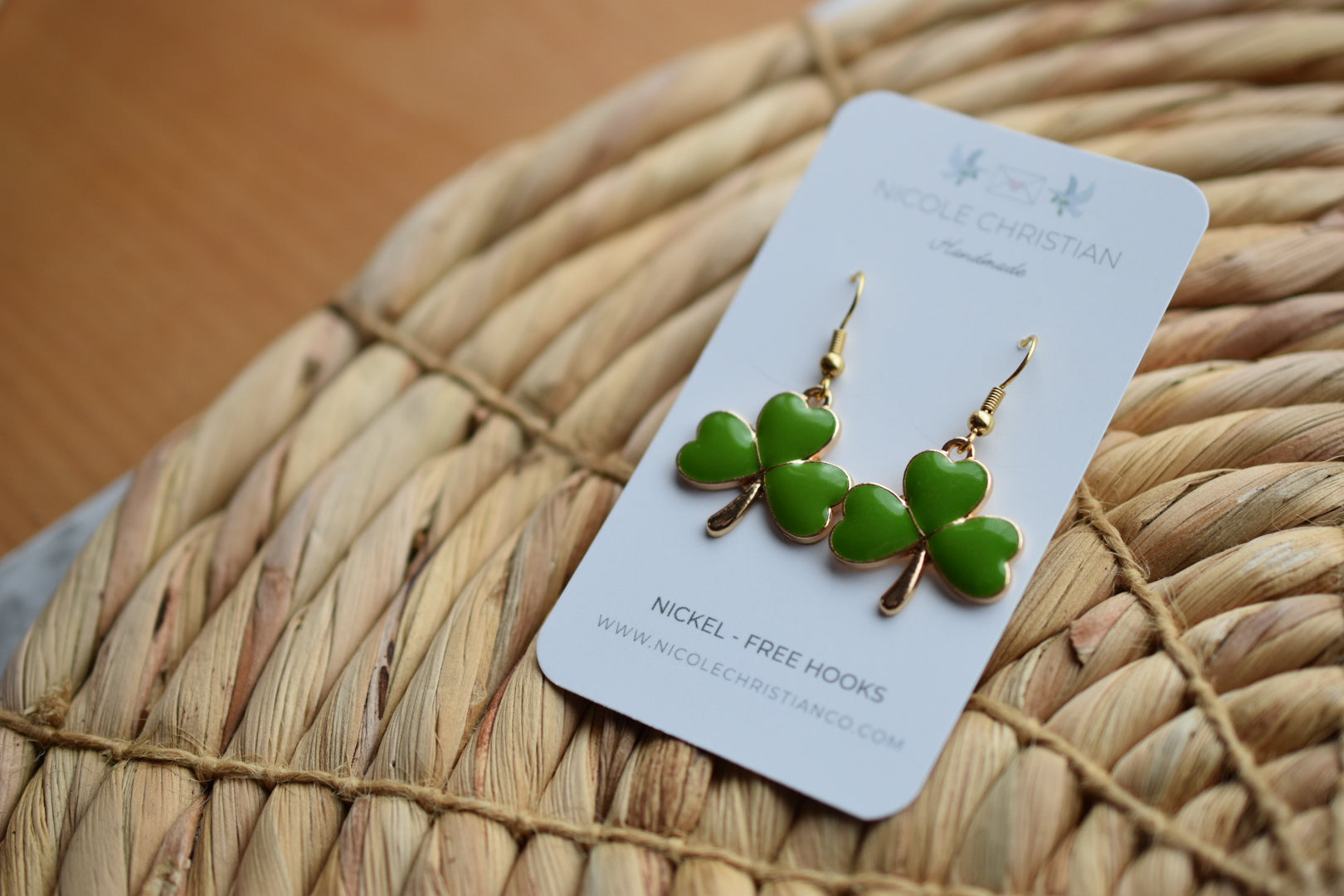 Shamrock Enamel Earrings image 2