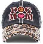 Dog Mom Leopard Washed Vintage Ballcap