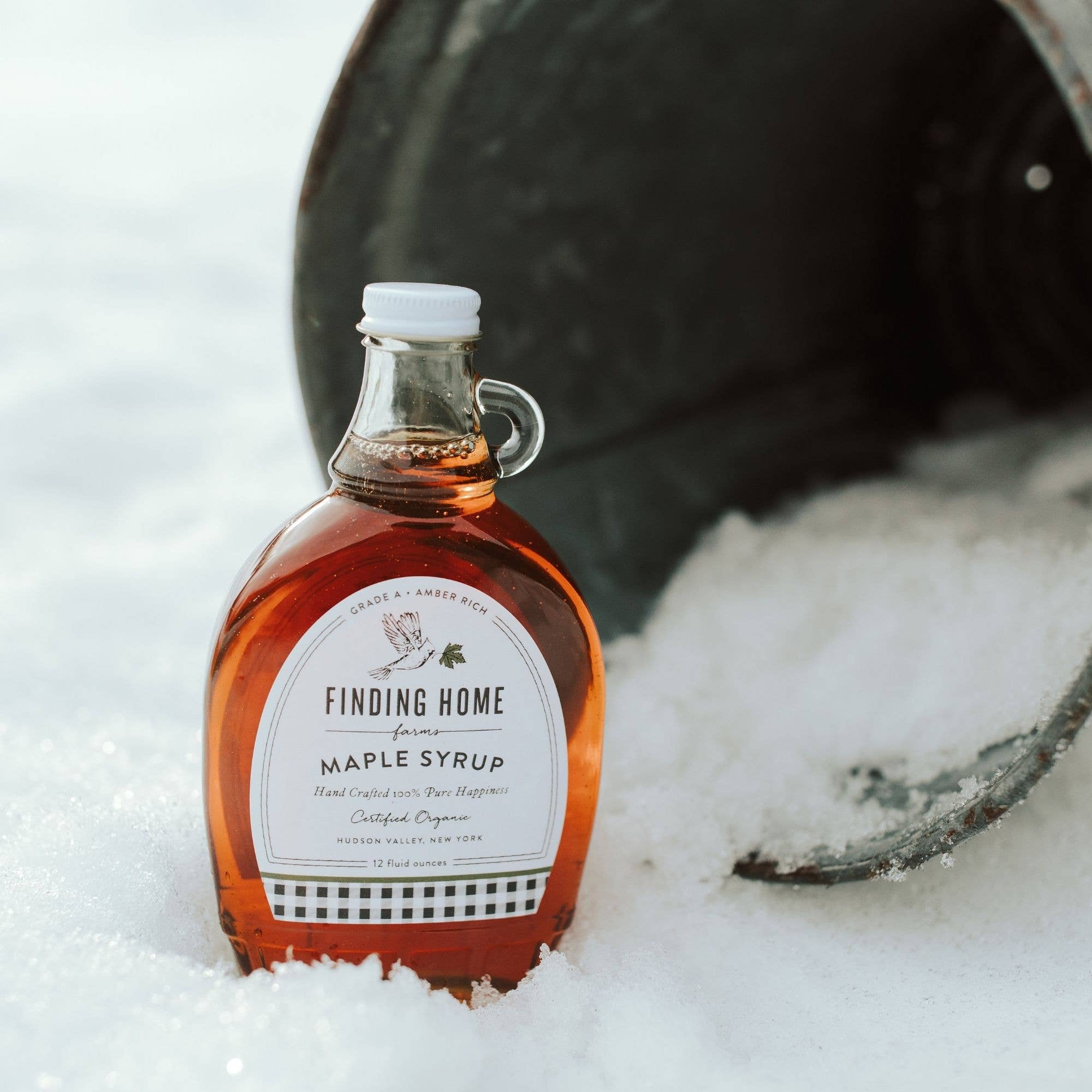 100% Pure Organic Maple Syrup - 12 oz Decorative Glass