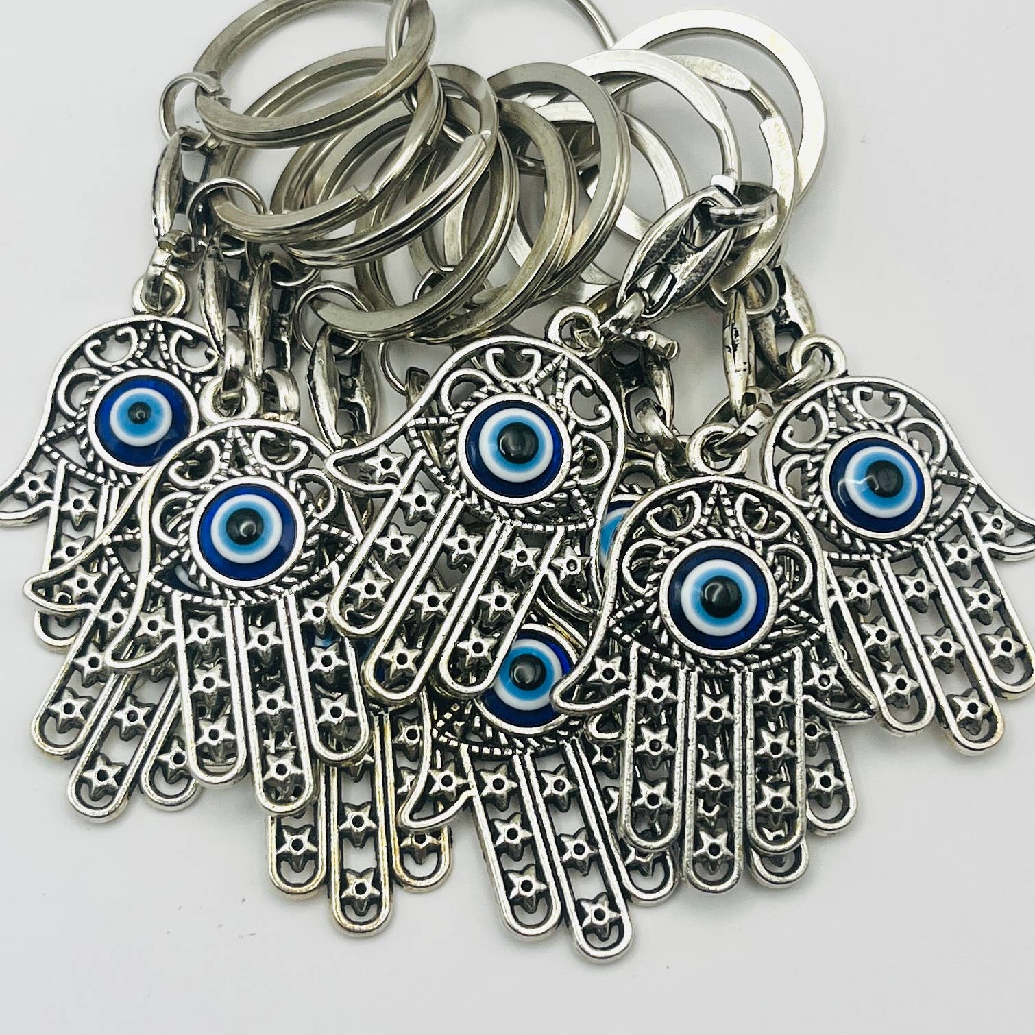 Hamsa Hand Evil Eye Metal Keychain