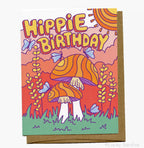 Hippie Birthday, Groovy Retro Butterfly & Mushroom Card