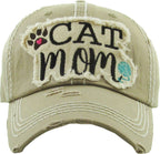 CAT MOM Washed Vintage Ball Cap