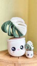 Monstera Deliciosa Albo Variegata Plush Keychain