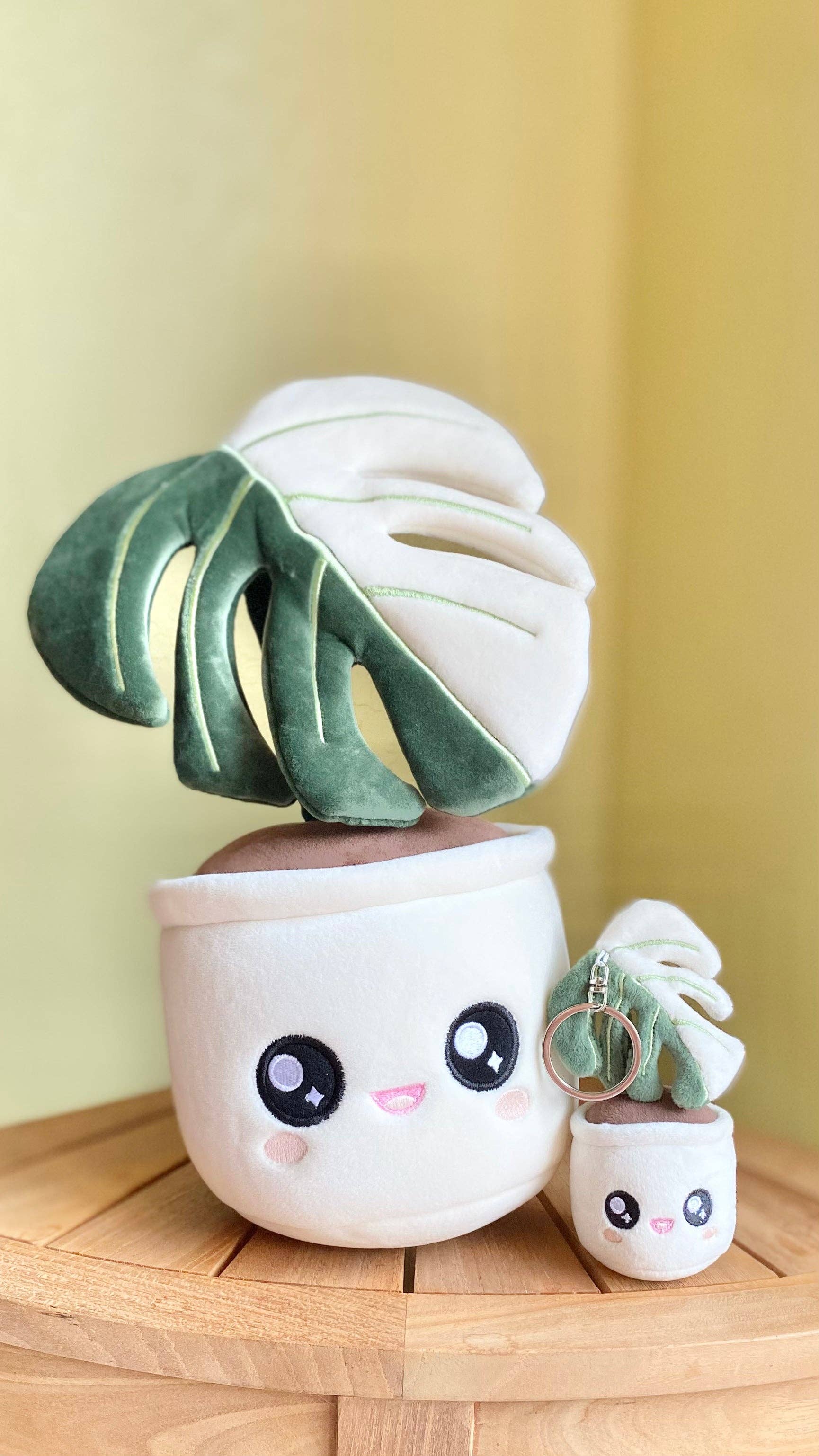 Monstera Deliciosa Albo Variegata Plush Keychain