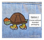 Tortoise Skate, Slow Roll Turtle, Embroidered Iron-On Patch