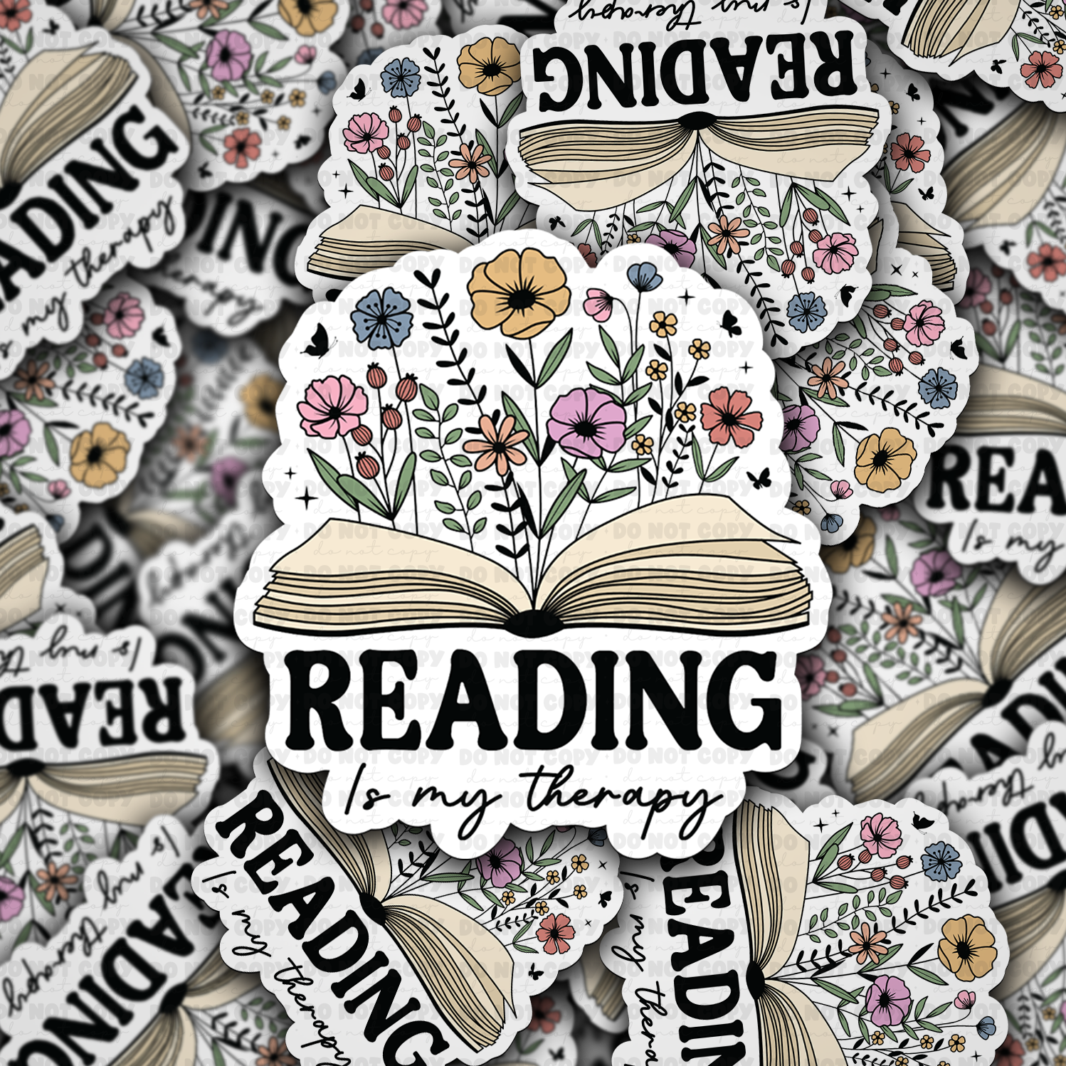 Reading is my therapy Die cut sticker