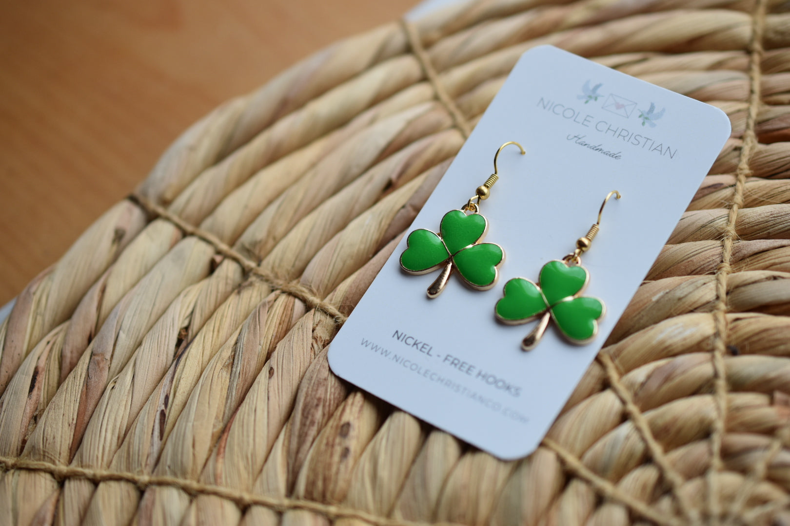 Shamrock Enamel Earrings image 3