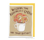 Coffee & Happiness, Retro Rainbow 70s & 80s Birthday Card