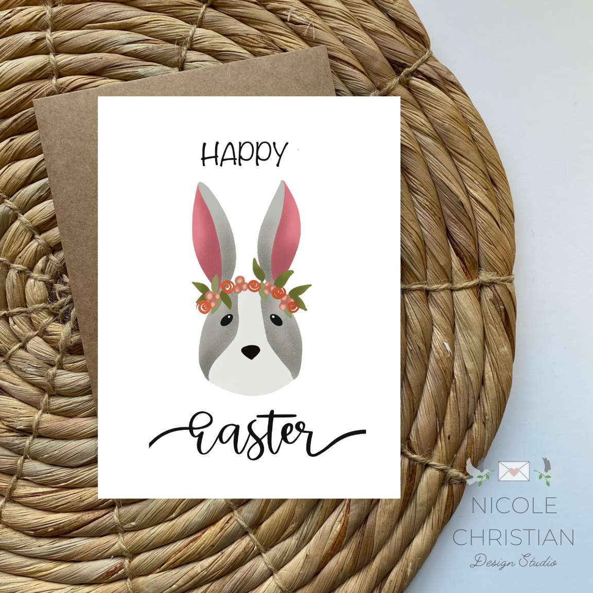 Happy Easter Bunny - Egg Trio Design Greeting card image 0