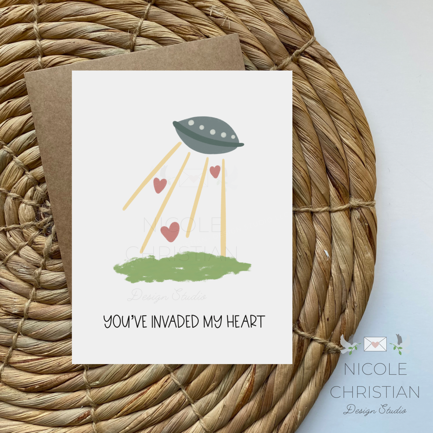 You’ve invaded my heart - spaceship greeting card image 0
