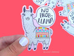 No Prob-Llama, Funny Aztec Alpaca, Pink Vinyl Sticker
