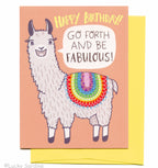 Go Forth & Be Fabulous Llama, Funny Birthday Card