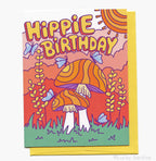Hippie Birthday, Groovy Retro Butterfly & Mushroom Card