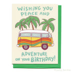 Hippie Van Palm Tree & Adventure, Rainbow Birthday Card!