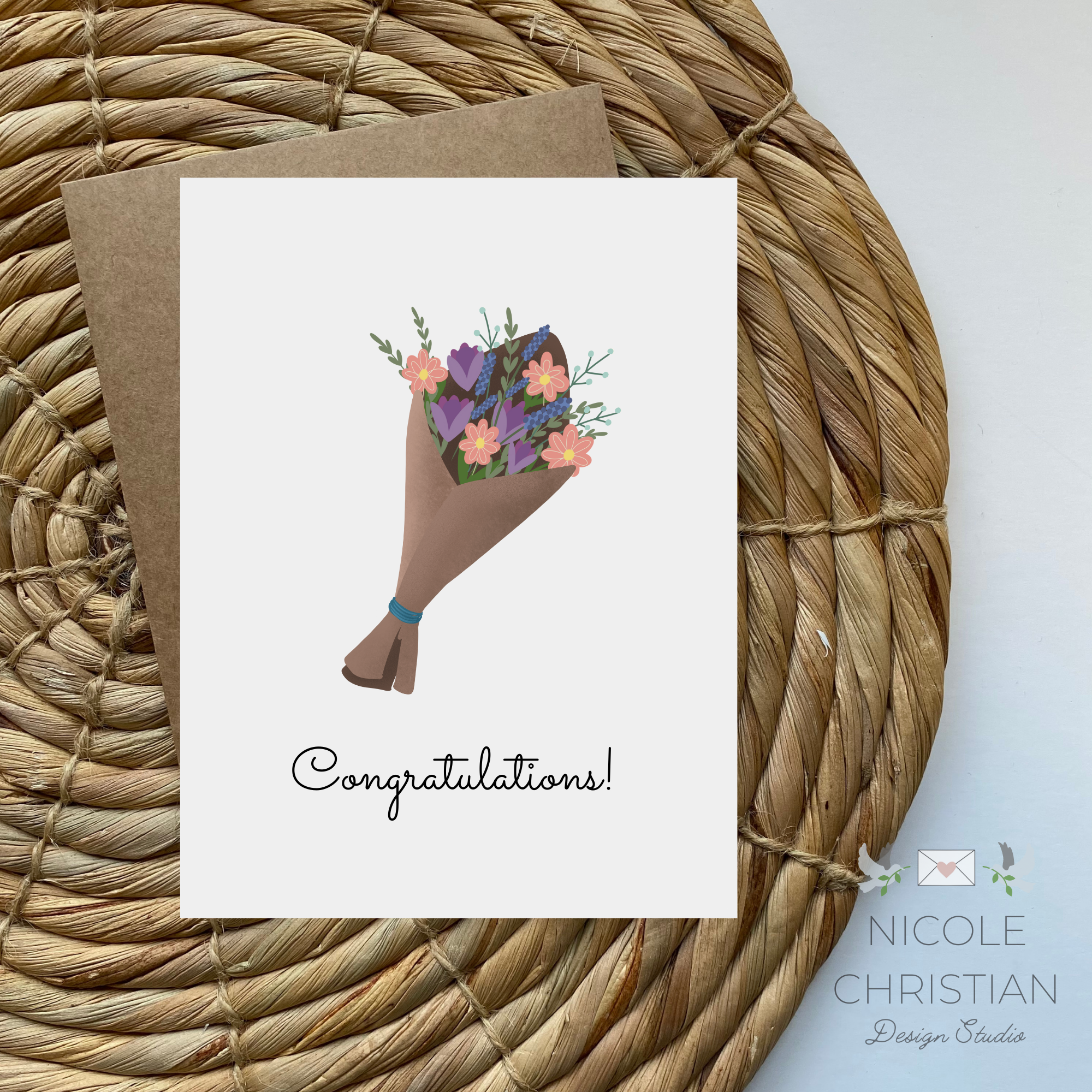 "Congratulations" bunch of flowers greeting card image 0