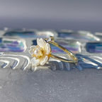 Elegant Flower Sparkling Gemstone Adjustable Ring, Charming