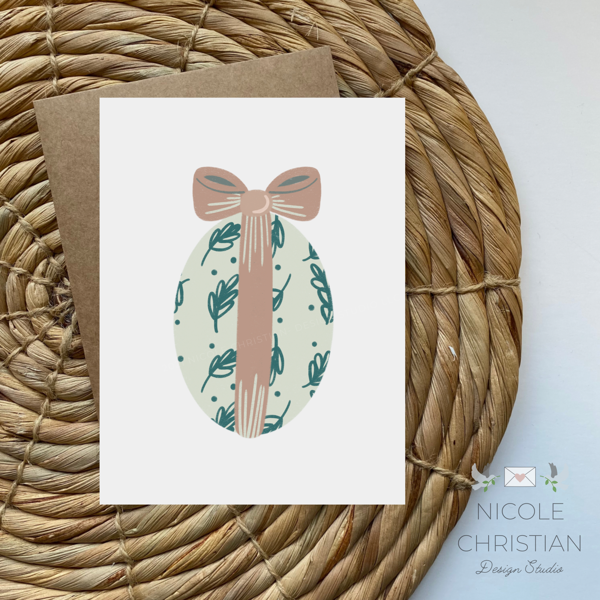 Easter egg with bow card -  Greeting card image 0