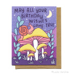 Snail Forest & Mushroom, Birthday Stars Wishes Card
