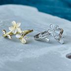 Flower and Butterfly Sparkling Gemstone Adjustable Ring Gift