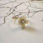 Elegant Flower Sparkling Gemstone Adjustable Ring, Charming