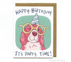 Dog Happy Birthday, It's Party Time, Cute Pet Beagle Card
