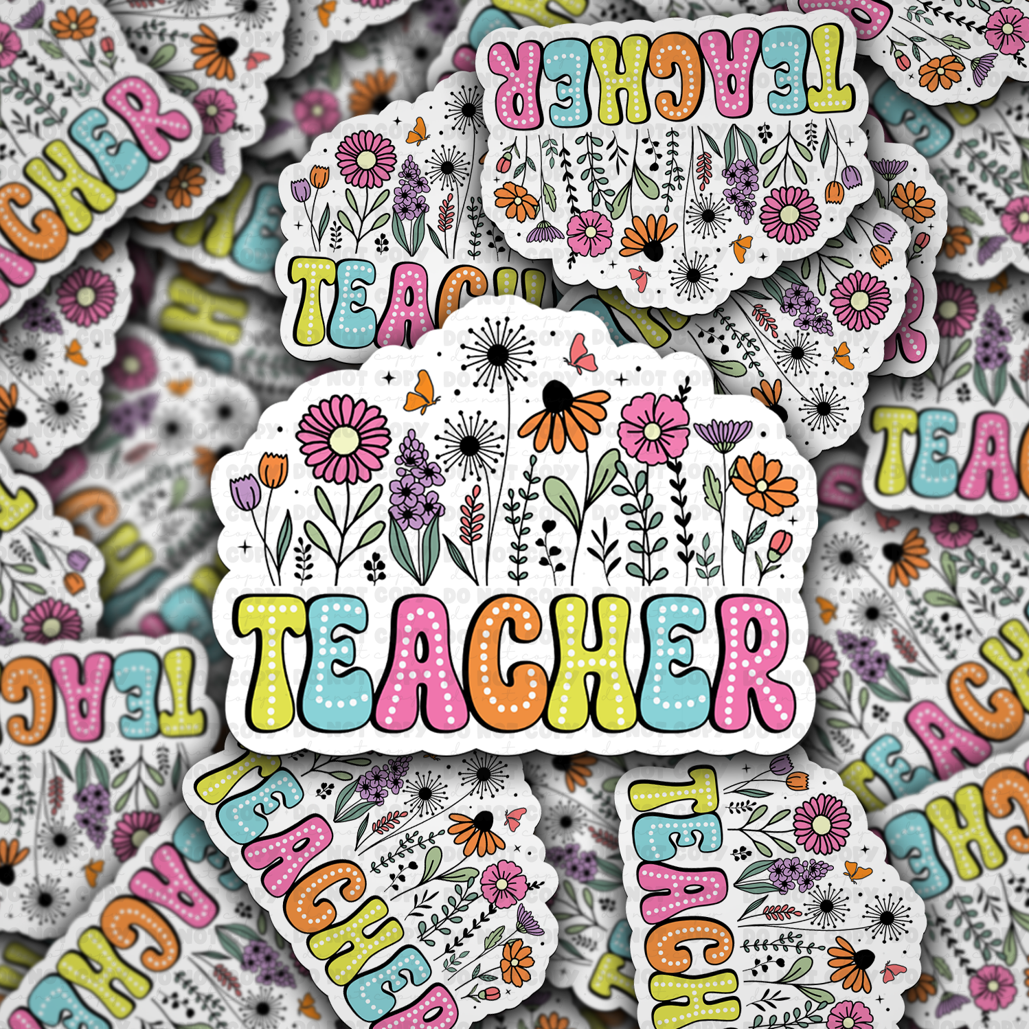 Teacher with flowers Die cut sticker