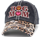 Dog Mom Leopard Washed Vintage Ballcap