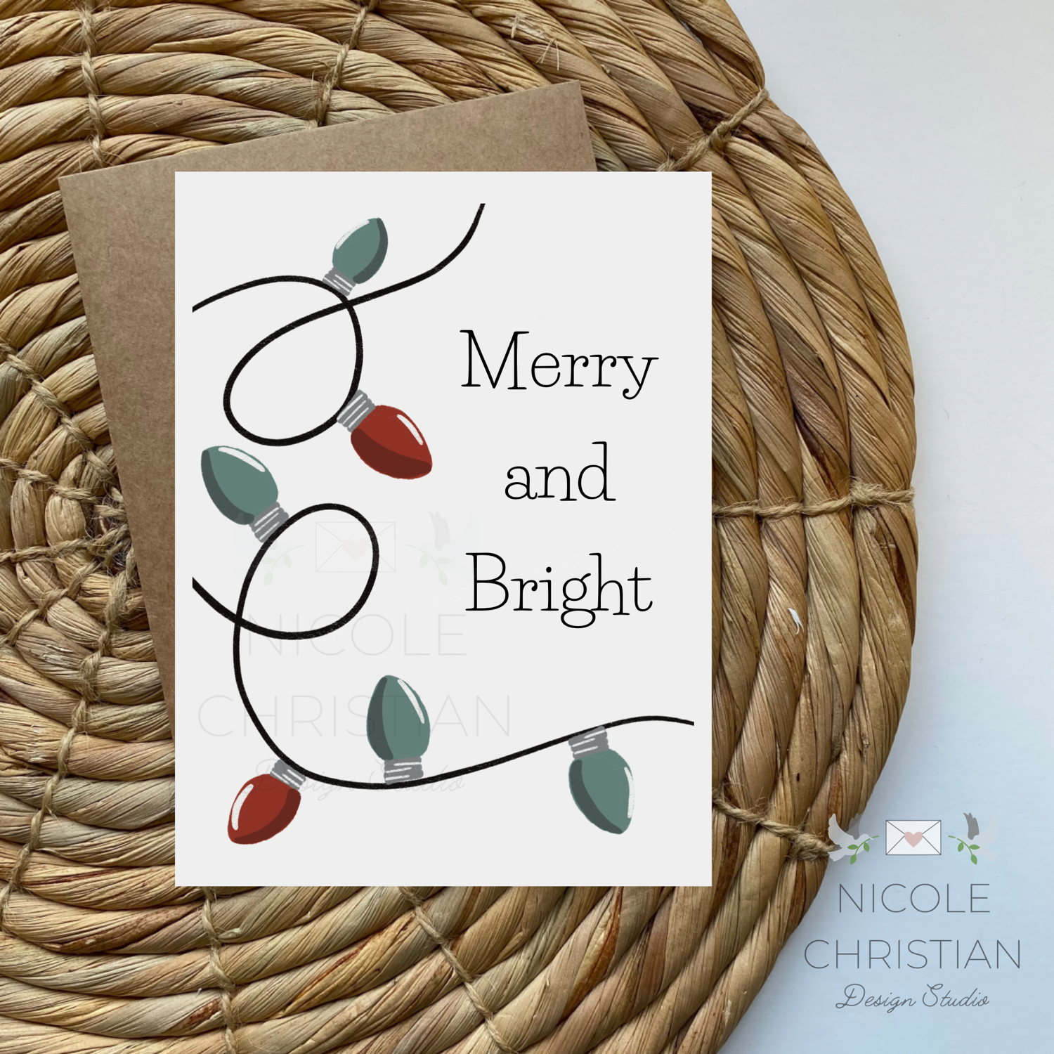 Merry and Bright - Christmas lights greeting card  image 0