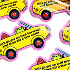 Bad Driver Frog Iced Beverage Hit The Curb Vinyl Sticker