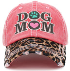 Dog Mom Leopard Washed Vintage Ballcap