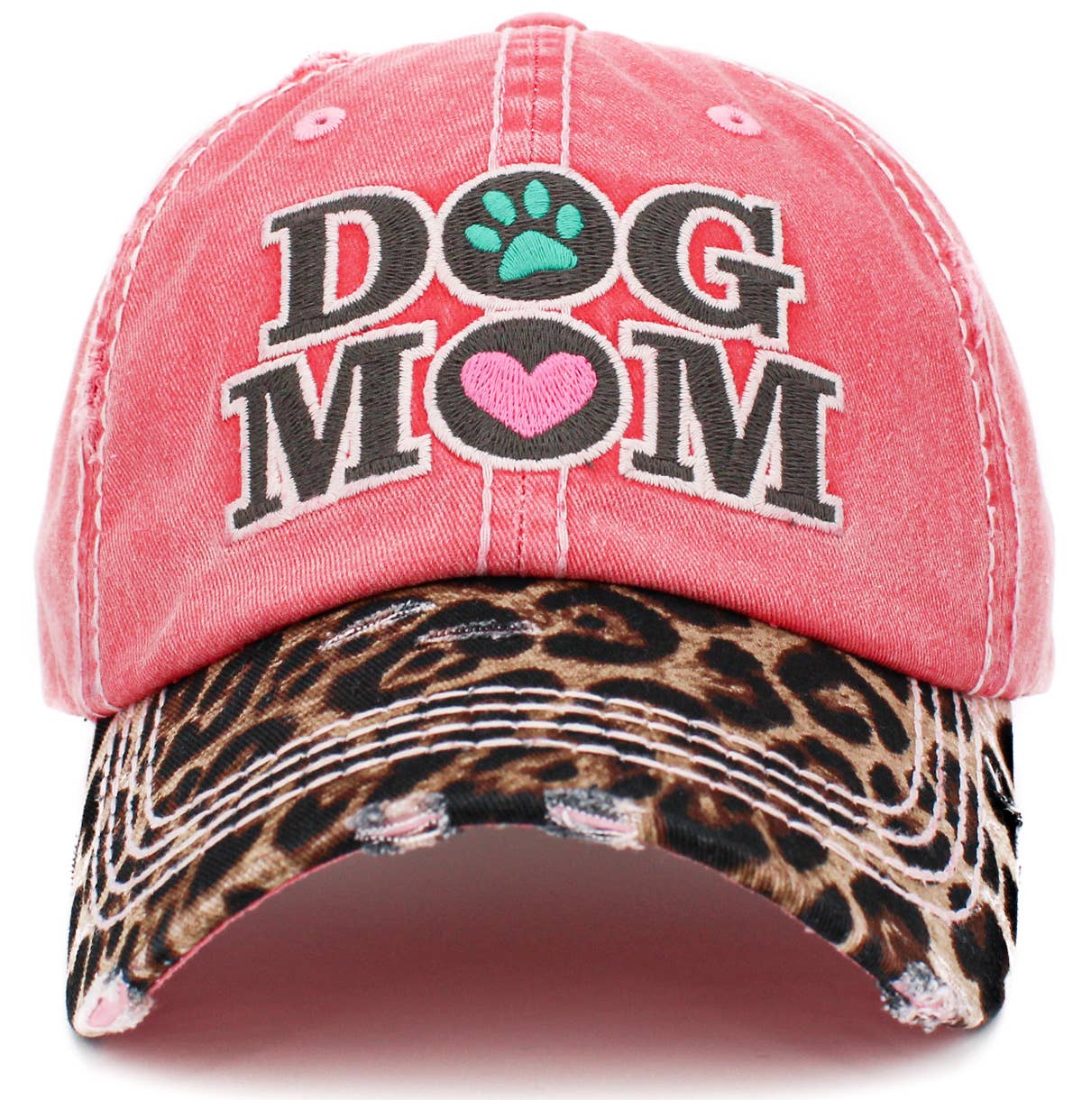 Dog Mom Leopard Washed Vintage Ballcap