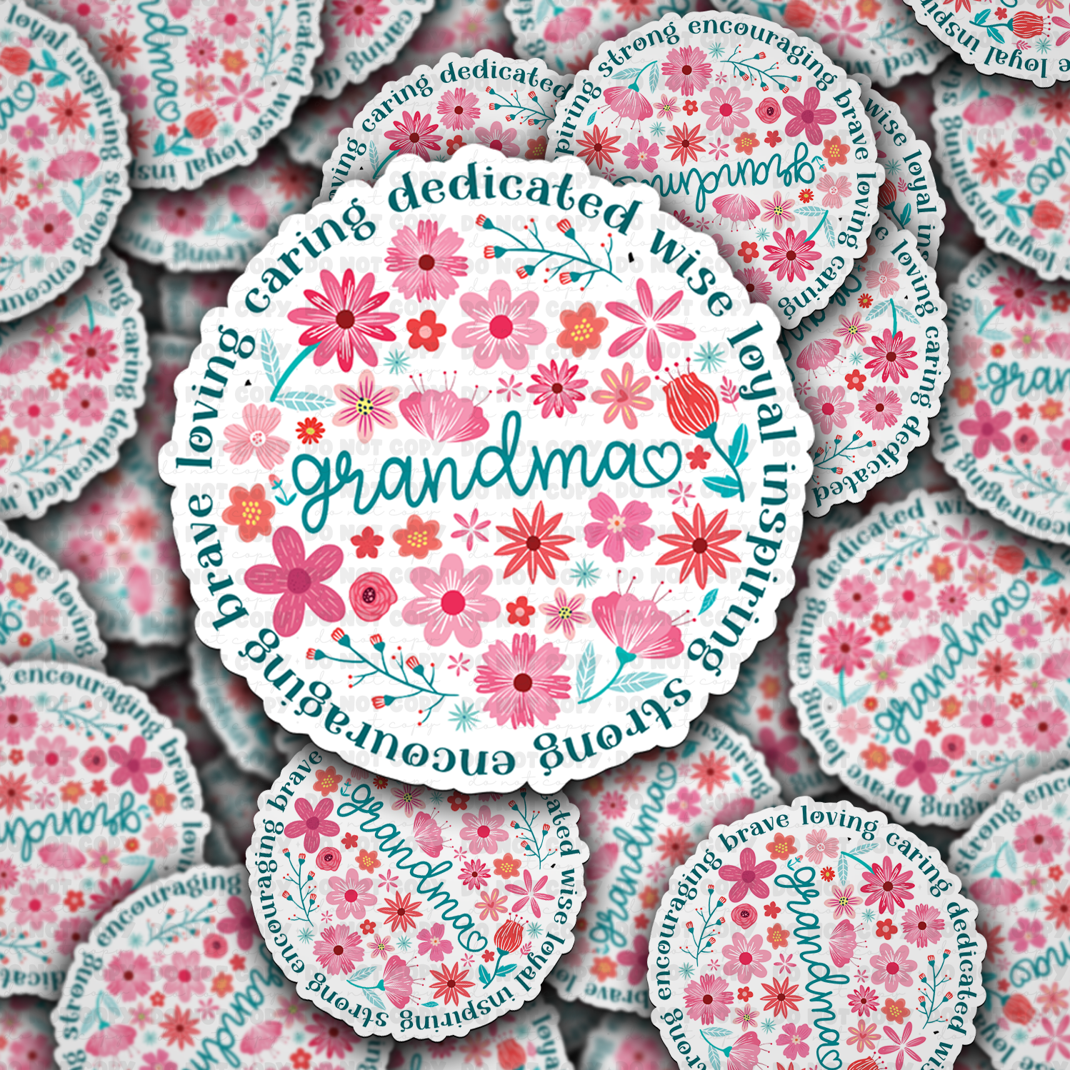 Grandma loving caring dedicated Die Cut Sticker