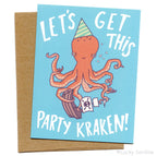 Let's Get This Party Kraken, Pirate Octopus Birthday Card