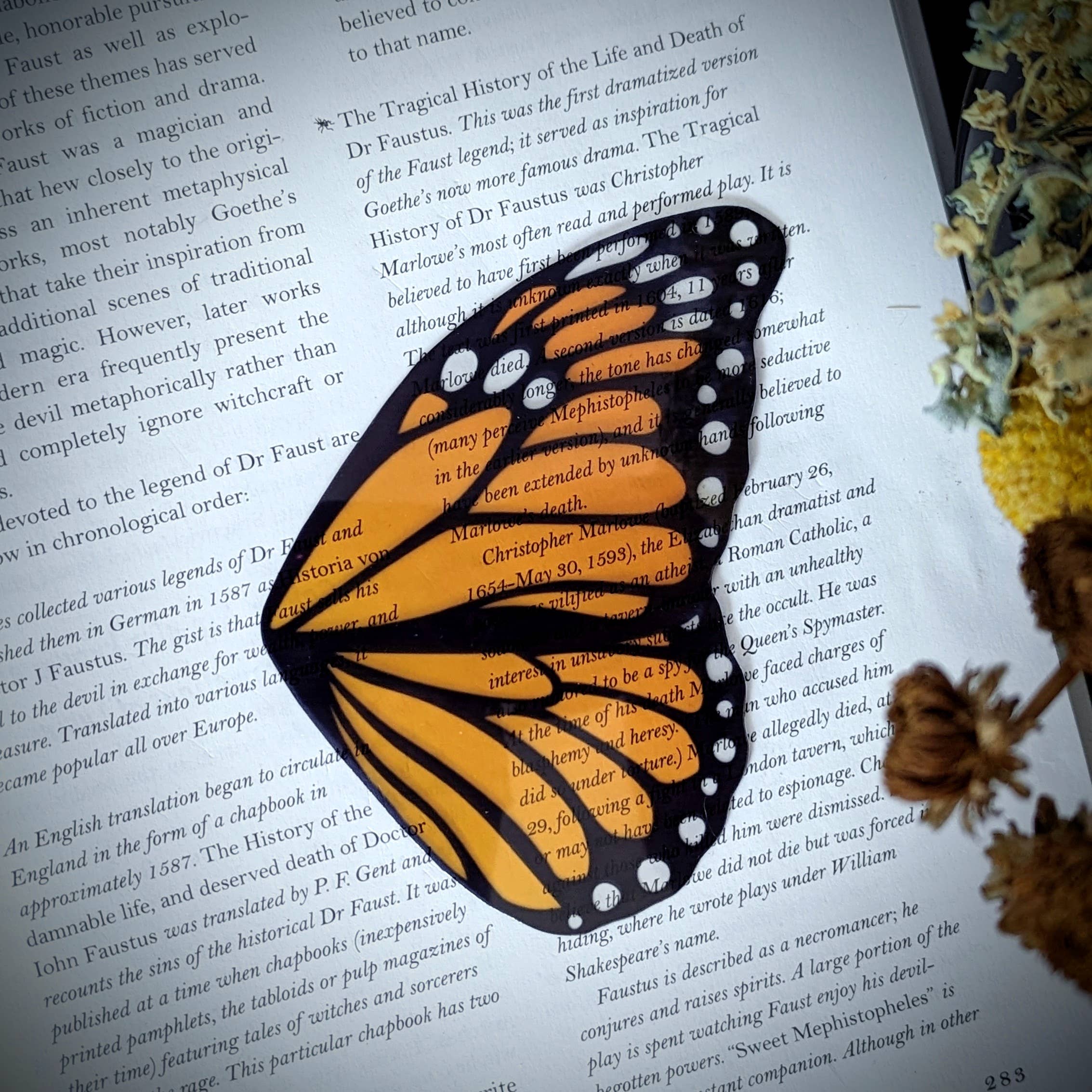Clear Bookmark - Monarch Butterfly Wing Cottagecore