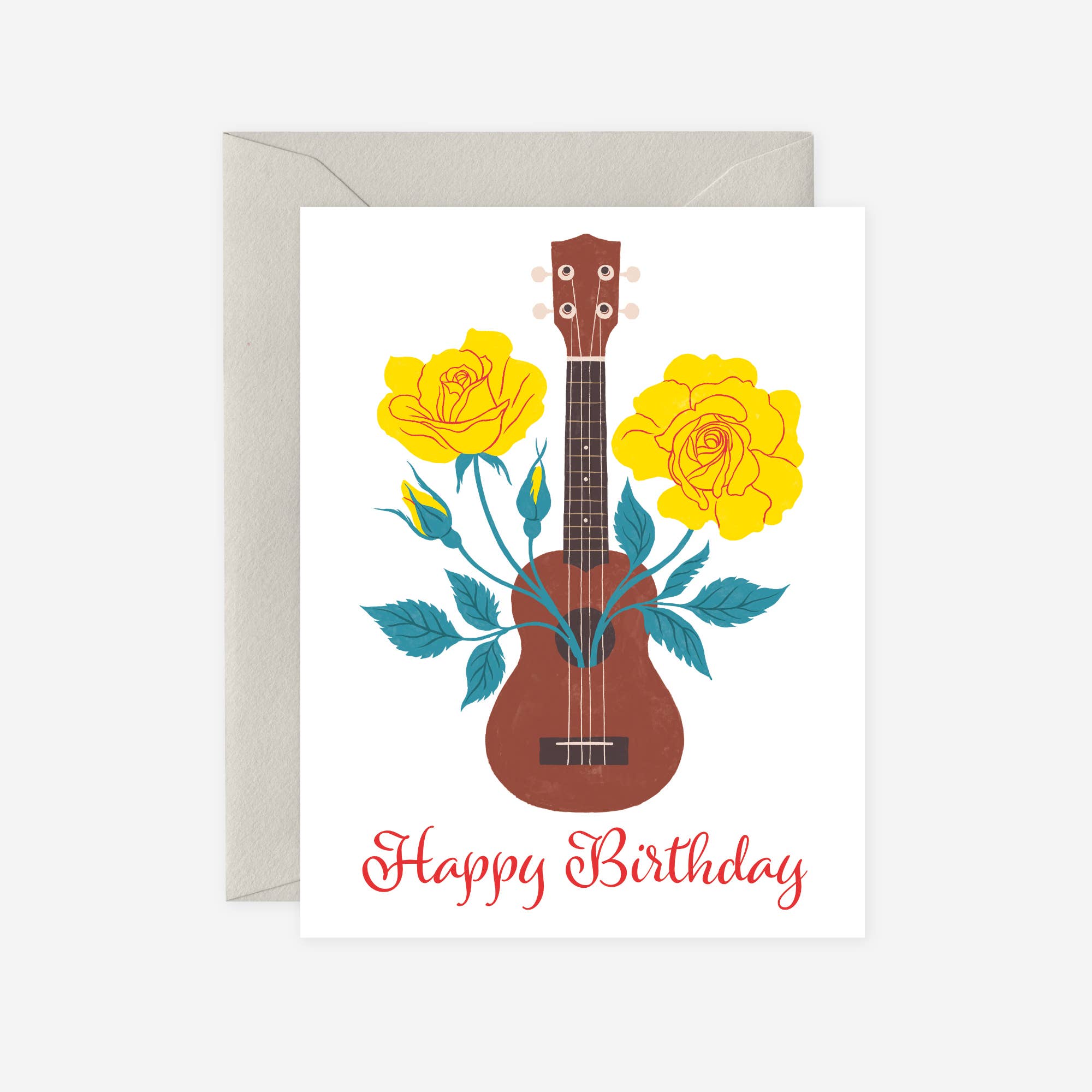Ukulele Blooming Roses Birthday Card
