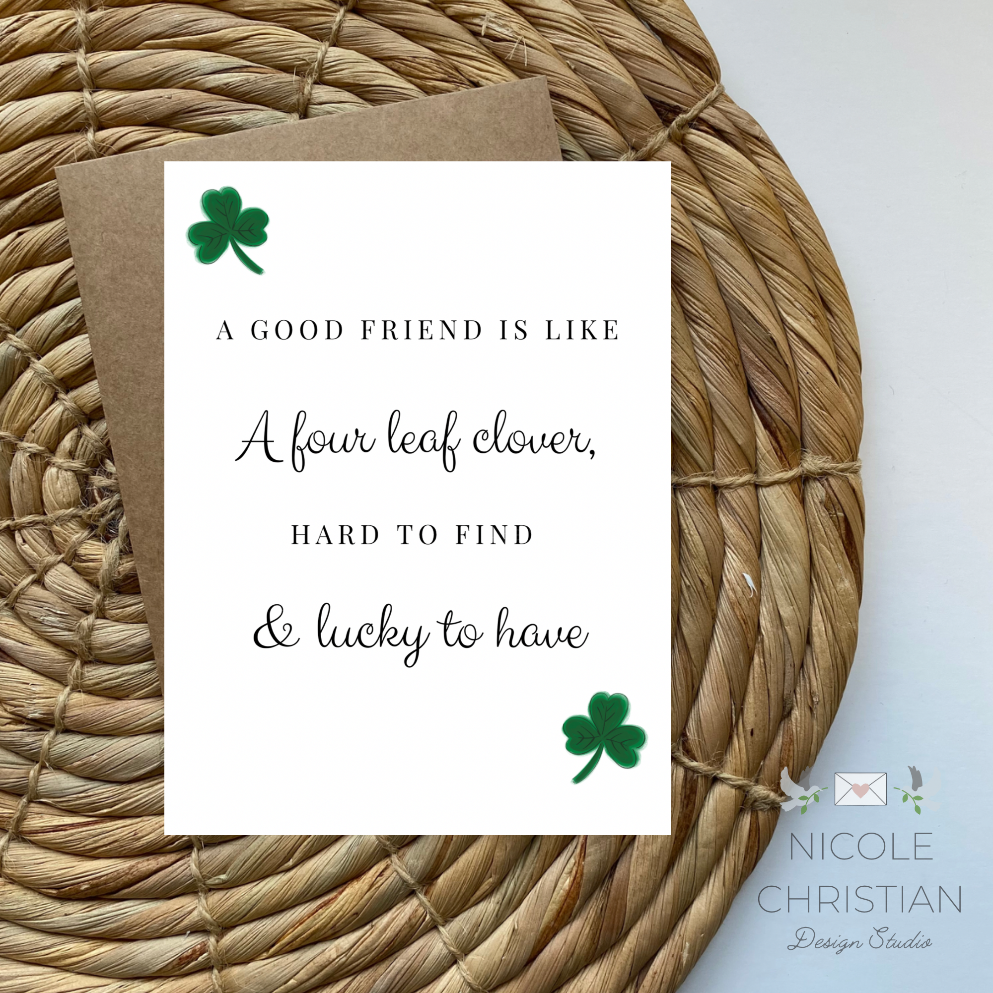 Good friends are like a four leaf clover - Greeting card image 1