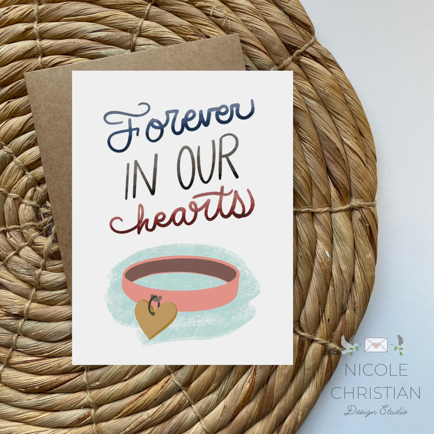 Pet Sympathy card - Pink Collar image 0