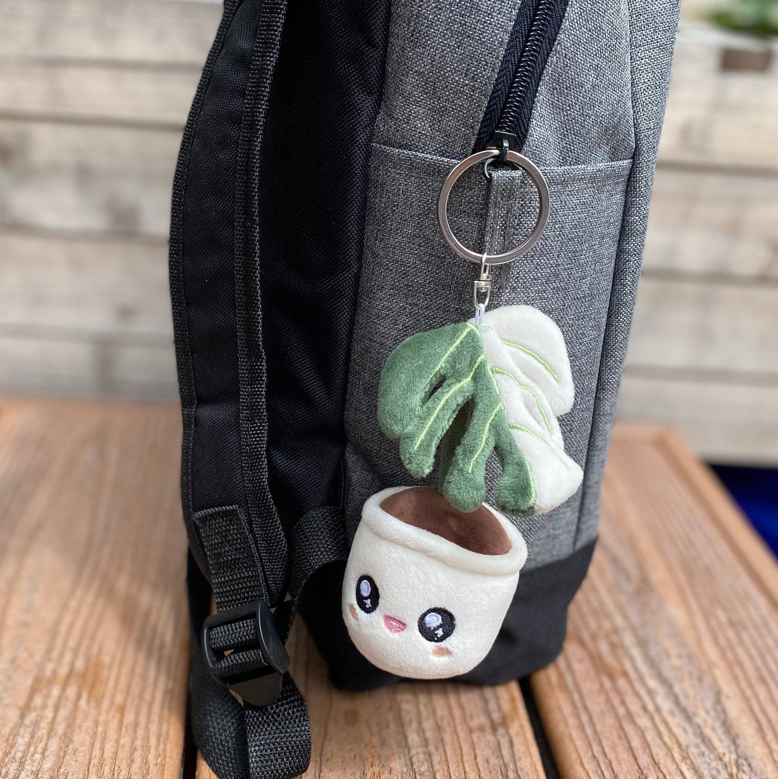 Monstera Deliciosa Albo Variegata Plush Keychain